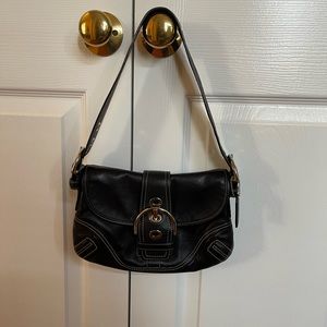 Coach Soho Black Leather Handbag with Buckle